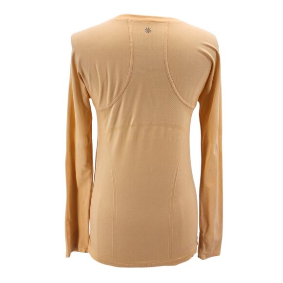Athleta Womens Large Top Momentum Seamless Long Sleeve Peach Orange Activewear - Picture 4 of 7